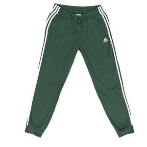 Adidas dark green 3 strip jogging pants with drawstrings